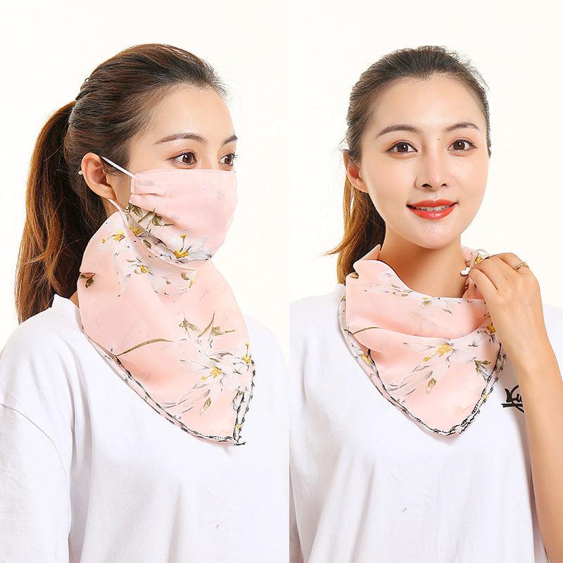 Women’s silk scarf, blush pink floral print with black trim edge