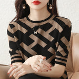 Fashion Cotton Knitting Short-sleeved T-shirt For Women - WOMONA.COM