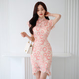 Design Lace Wrap Hip Dress - WOMONA.COM