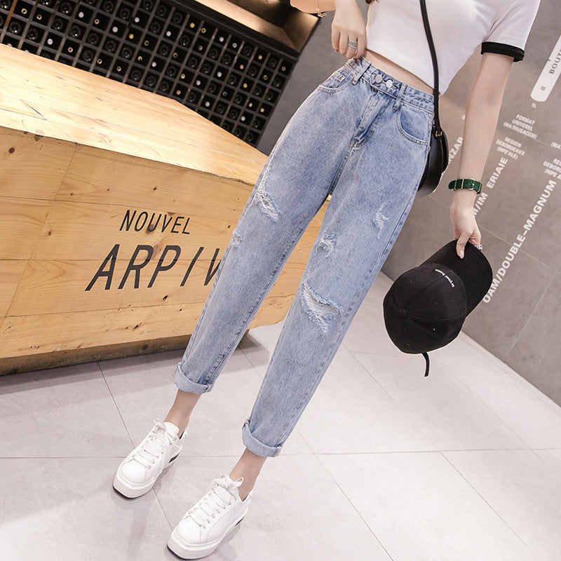 Loose Ripped Jeans - WOMONA.COM