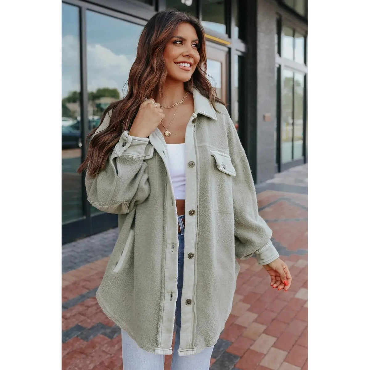 Loose Casual Stitching Polyester Shirt - WOMONA.COM