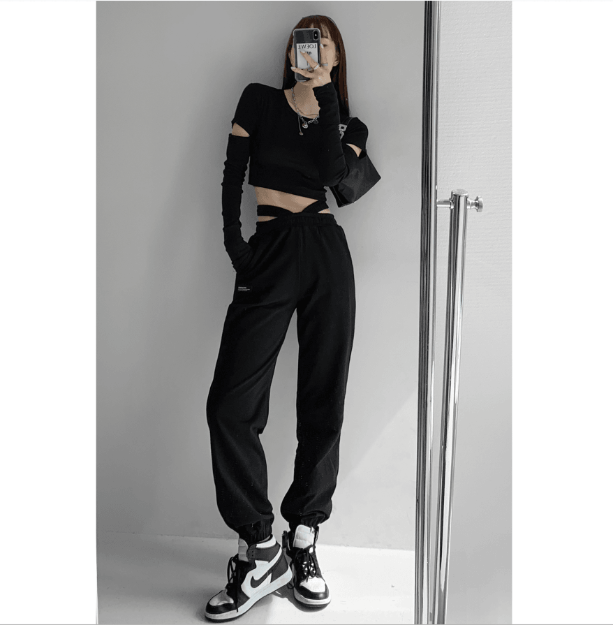 Elastic Waist Sports Pants - WOMONA.COM
