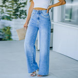 WISH Loose Washed Denim Trousers - WOMONA.COM