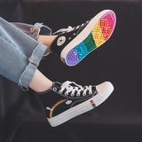 High-top canvas sneakers - WOMONA.COM