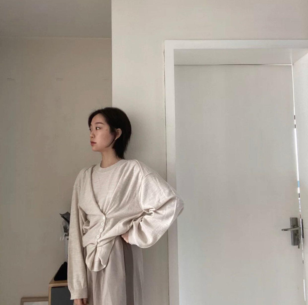 button-down waist sweater - WOMONA.COM
