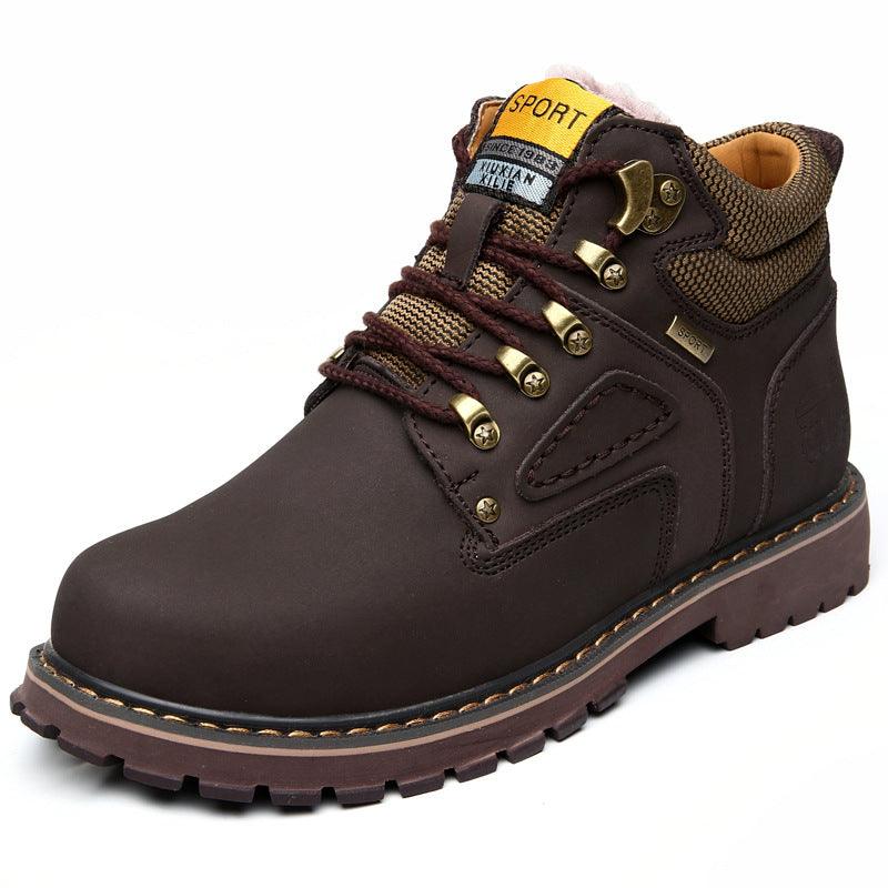 Men Lace Up Leather Tooling Shoes - WOMONA.COM