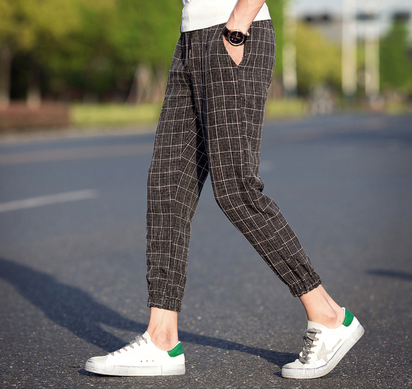 Casual Ankle-Length Plaid Pants Men - WOMONA.COM