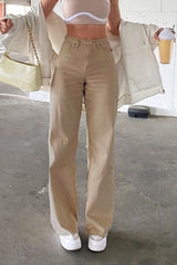 Jeans Women's Loose Wide-legged All-match Khaki Casual Trousers - WOMONA.COM