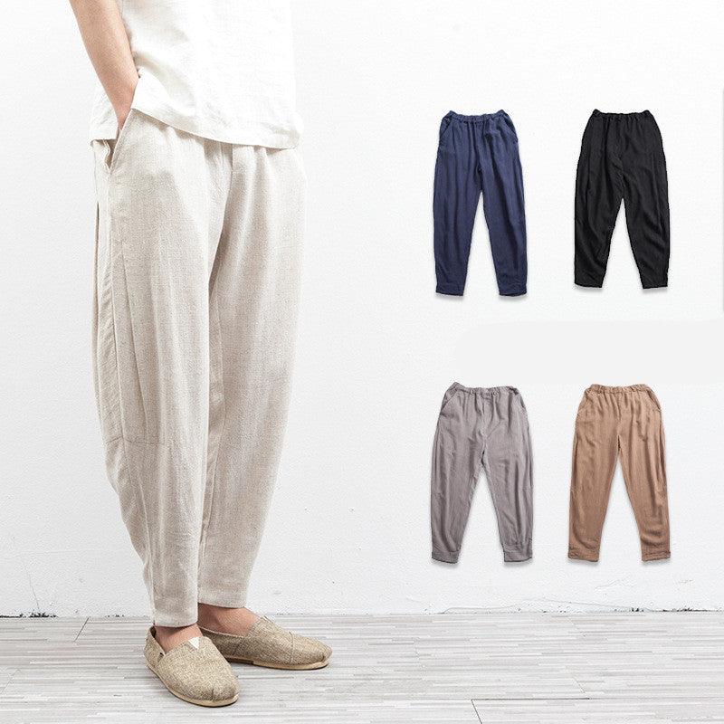 Cotton Linen Pants Skinny Harem - WOMONA.COM