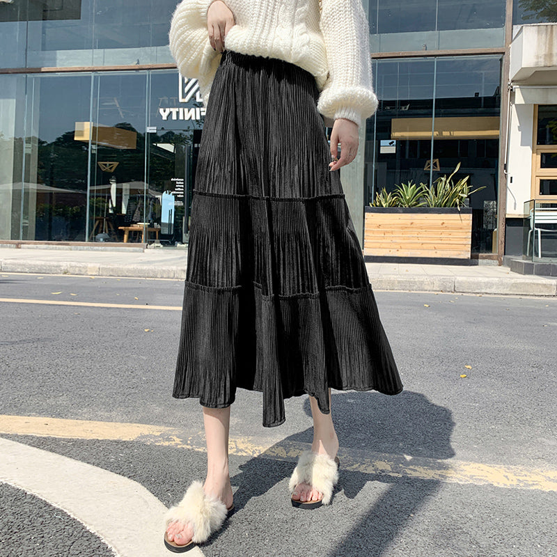 Small Elastic Pleated Skirt - WOMONA.COM