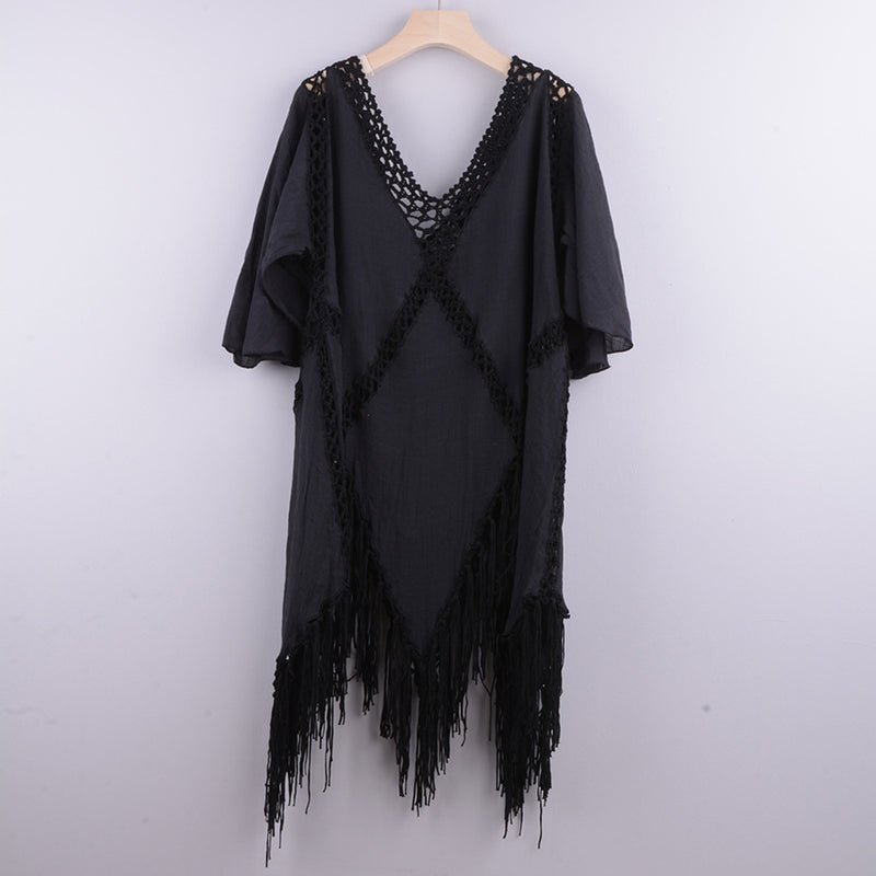 Deep V Hollow Dress - WOMONA.COM