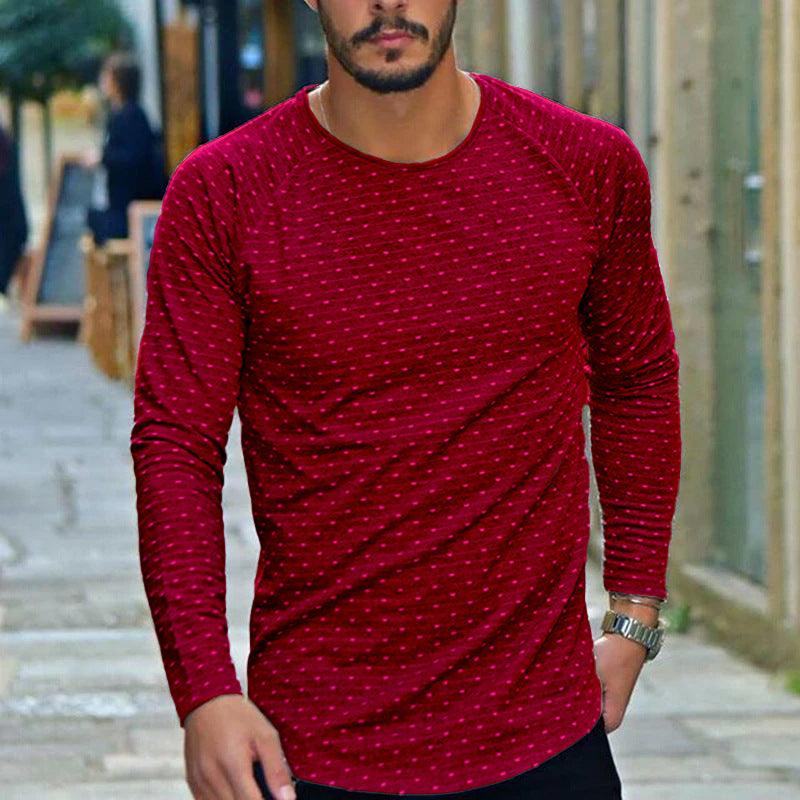 Polka Dot Slim Long Sleeve T-shirt Men - WOMONA.COM