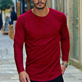 Polka Dot Slim Long Sleeve T-shirt Men - WOMONA.COM