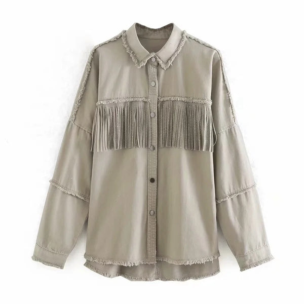 Jacket with fringed rivets - WOMONA.COM