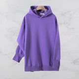 Solid color hooded sweater - WOMONA.COM