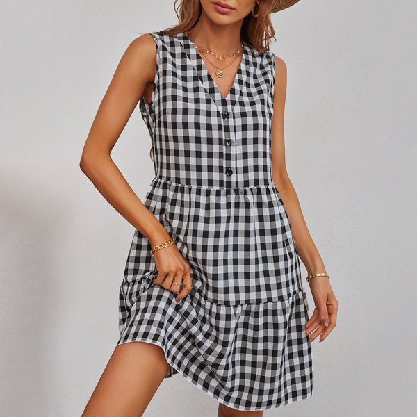 Fashion Plaid Dress - WOMONA.COM