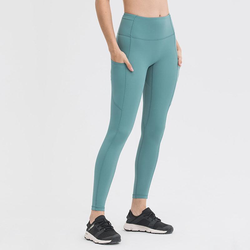 Soft Yoga Pants With Side Pockets - WOMONA.COM