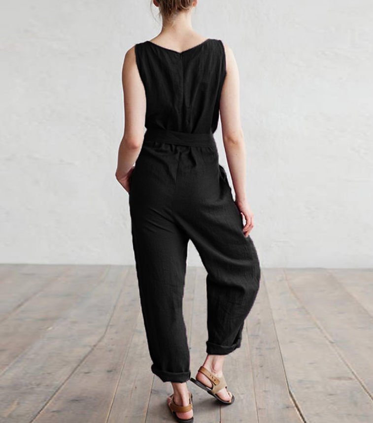 cotton casual jumpsuit trousers - WOMONA.COM