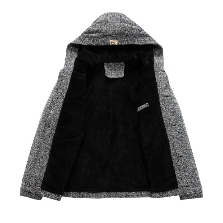 Men's Hooded And Velvet Warm Knitted Cardigan - WOMONA.COM