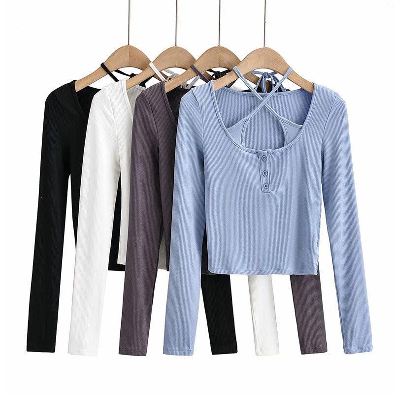 Single Breasted Short T-shirt - WOMONA.COM