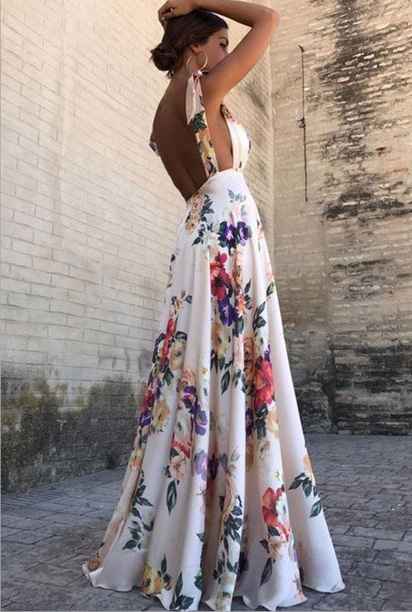 Flower sleek sleeveless sling dress - WOMONA.COM