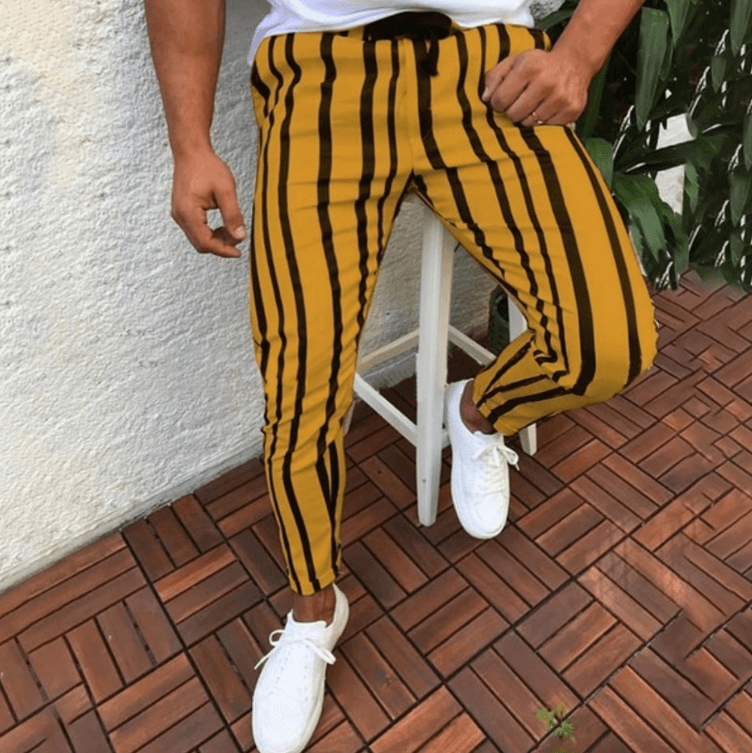 Casual pants tide stripe printed trousers - WOMONA.COM