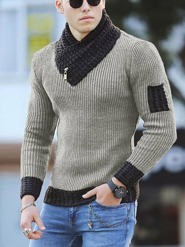 Scarf Collar Sweater Men's - WOMONA.COM