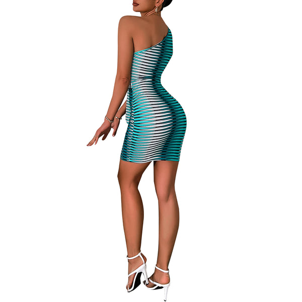 Striped Print Sexy Dress Women - WOMONA.COM