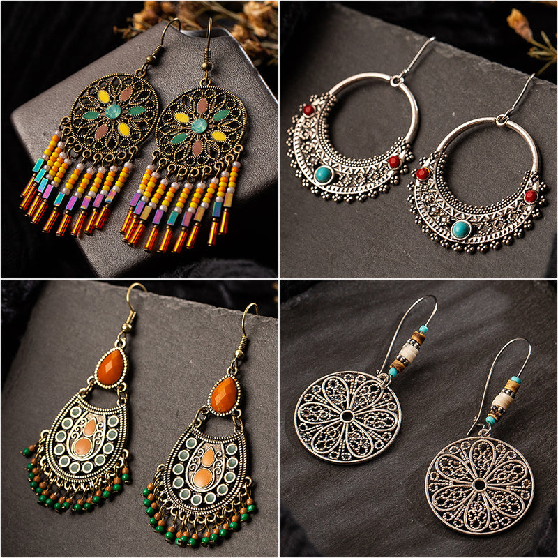 Drop-shaped alloy pendant earrings - WOMONA.COM