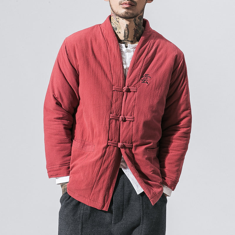 Men Cotton Jacket Retro Cardigan Pants - WOMONA.COM