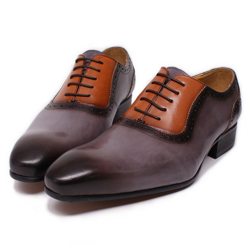 Men's Color Blocking Formal Leather Shoes - WOMONA.COM