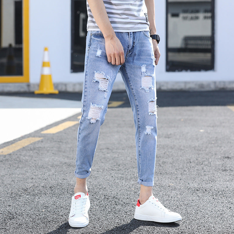 Trendy Slim Fit Ankle-length Jeans For Men - WOMONA.COM