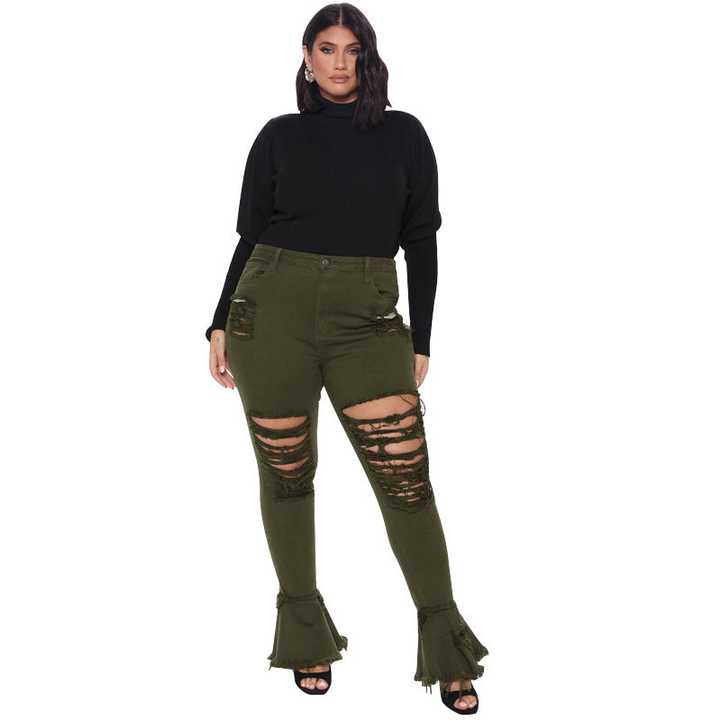 Trend Ripped Plus Size Women's Jeans - WOMONA.COM