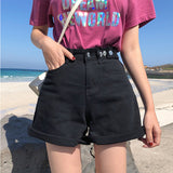 Wide-leg denim shorts - WOMONA.COM