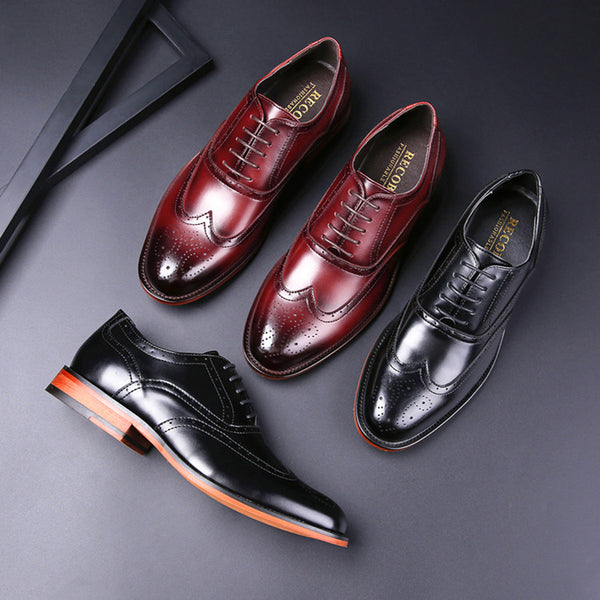 carved brogue men's shoes - WOMONA.COM