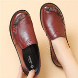 Leather Soft Sole Casual Grandma Shoes - WOMONA.COM