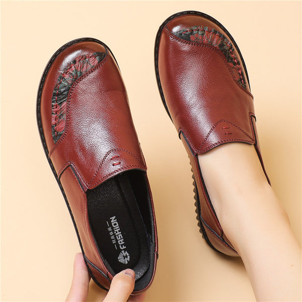 Leather Soft Sole Casual Grandma Shoes - WOMONA.COM