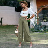 Waistless Elastic Green pants - WOMONA.COM