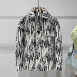 Tweed Tie Dye Print Long Sleeve Shirt Jacket Men - WOMONA.COM