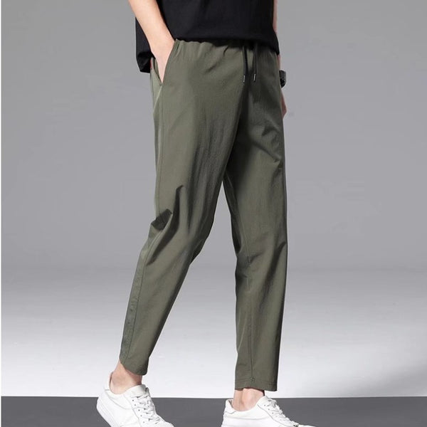 Thin Ice Silk Nine Part Casual Pants - WOMONA.COM