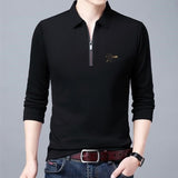 Long Sleeve Lapel Half Zip T Shirt - WOMONA.COM