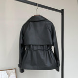 Suit Collar Leather Jacket - WOMONA.COM