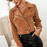 Corduroy Casual Side Zipper Short Outfit - WOMONA.COM