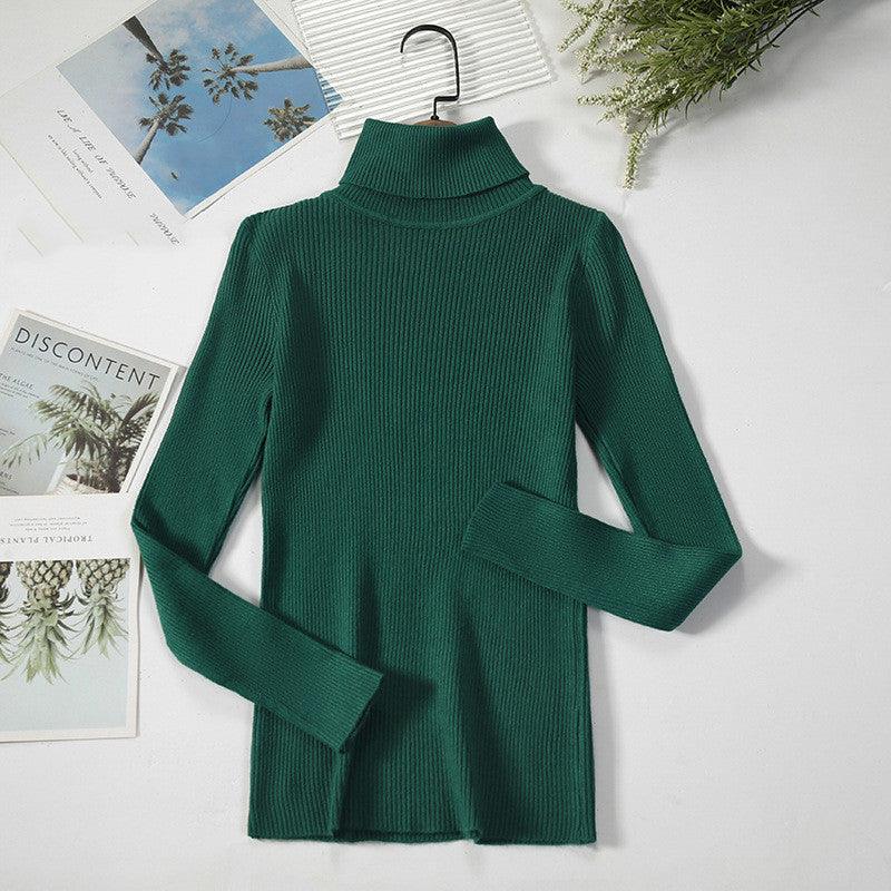 Strip Knit Pullover Turtleneck Sweater - WOMONA.COM