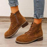 Chunky Heel Round Toe Martin Boots - WOMONA.COM