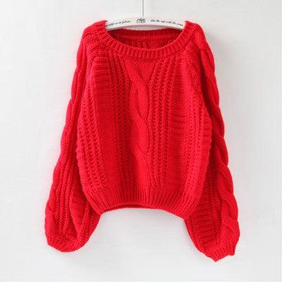 Lantern Sleeve Short Sweater - WOMONA.COM