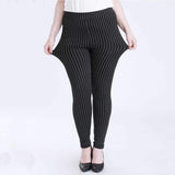 Stretchy Plus Size Striped Leggings - WOMONA.COM