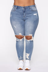 Stretch Ripped Women Plus Size Jeans - WOMONA.COM