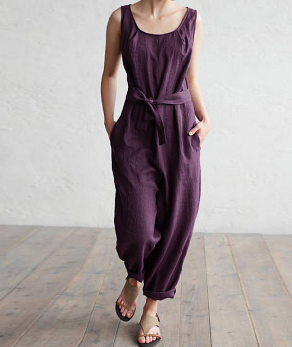 cotton casual jumpsuit trousers - WOMONA.COM