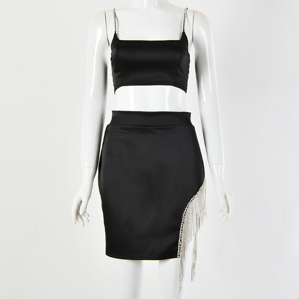 Two-piece fringed hip skirt - WOMONA.COM